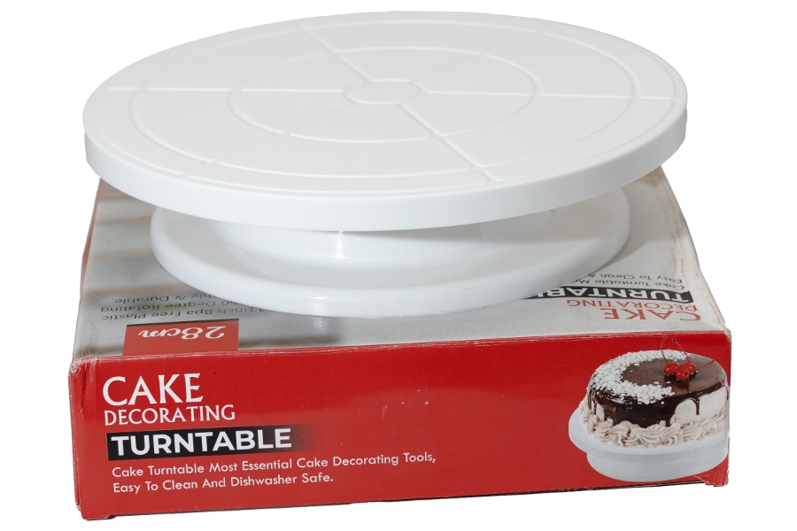 White Cake Decorating Turntable 11 Inch BPA Free Plastic with Heavy Duty Base