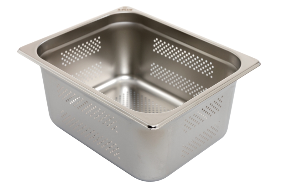 Stainless Steel 1/2 size Food Pan 6 inches deep perforated. NSF