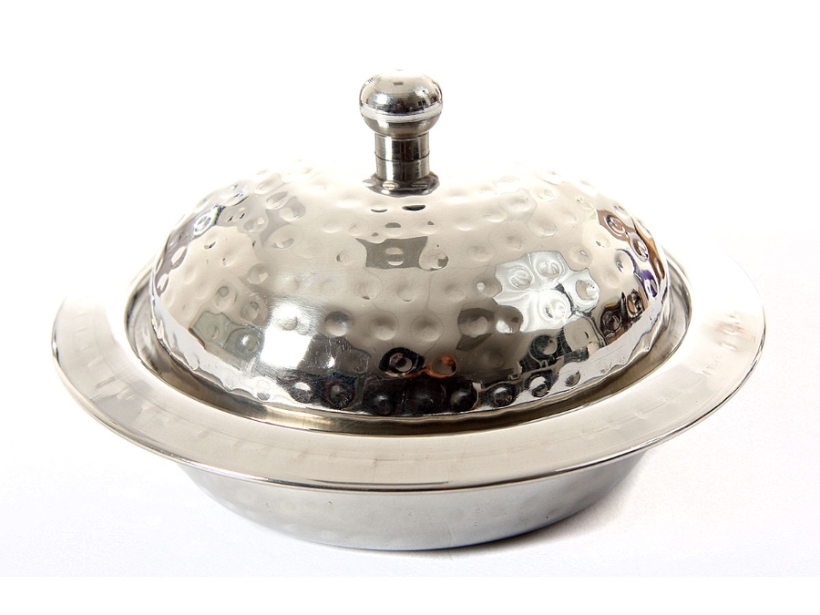 Stainless Steel Curry Dish with Lid - Hammered