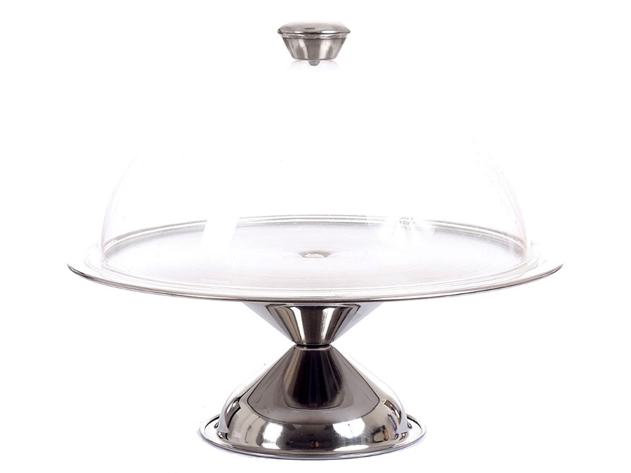 Stainless Steel Cake Stand with Plastic Lid 