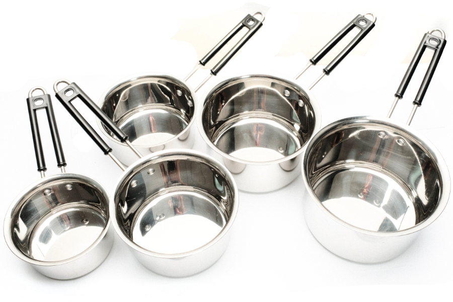 Stainless Steel 5 Piece Sauce Pan Set Wire Handle Cookware